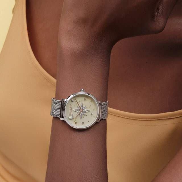 Montre Nova 35 mm avec bracelet en maille gris et argent