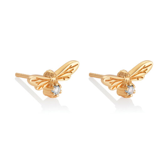 Celebration Stones Celebration Bee Studs Gold & Blue Zircon (December)