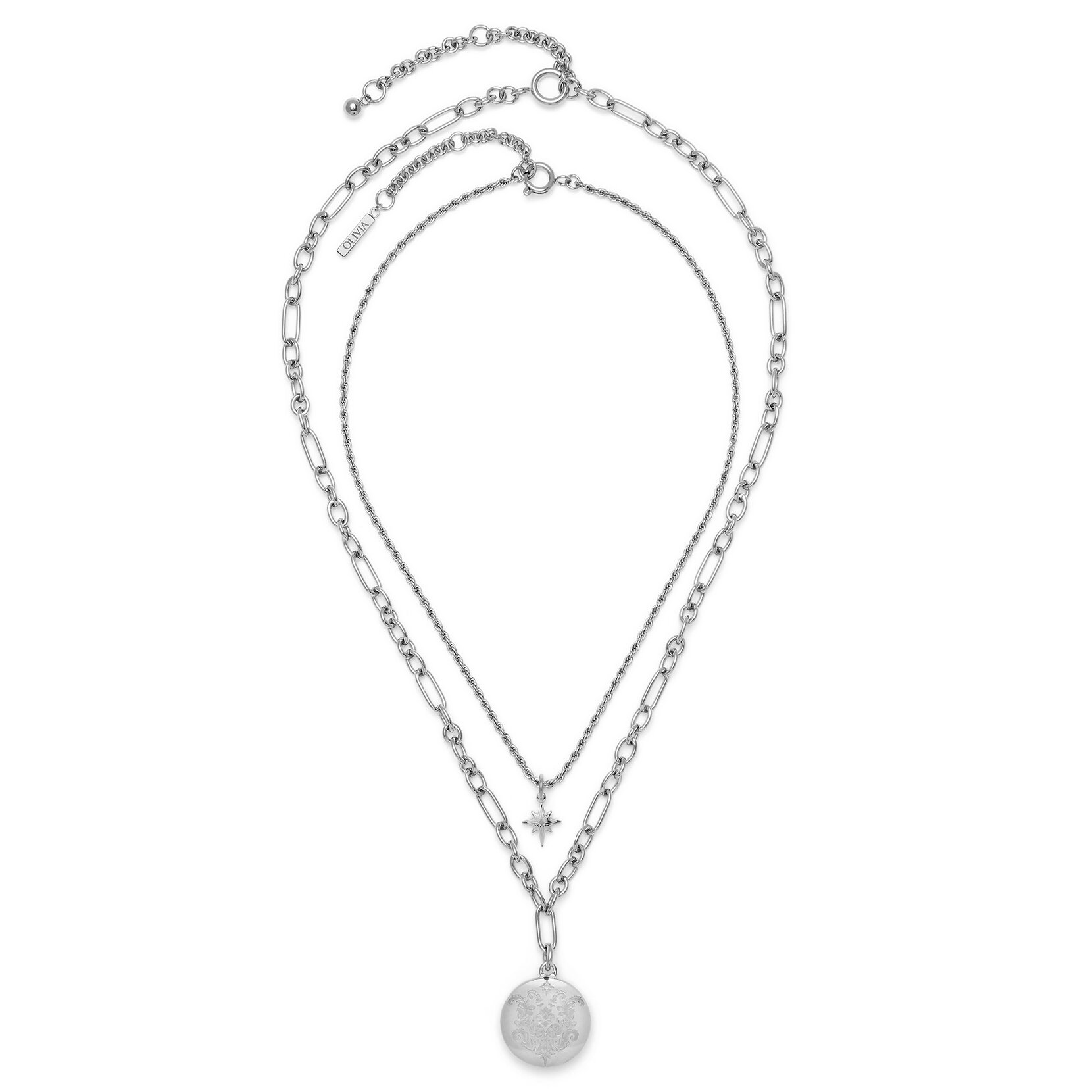 Ever Stacked Silver Tone Multi-Chain Necklace
