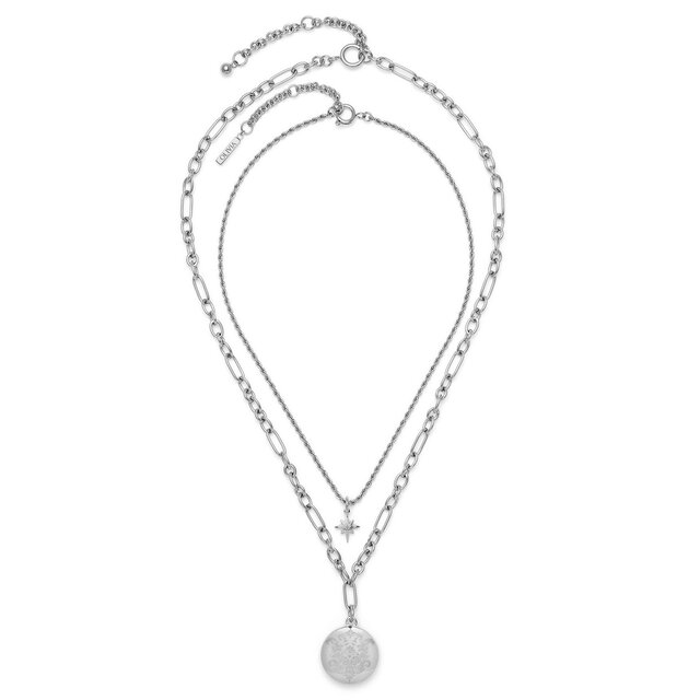 Ever Stacked Silver Tone Multi-Chain Necklace