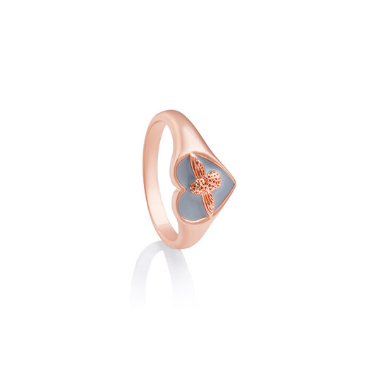 Love Bug Signet Ring Grey & Rose Gold L