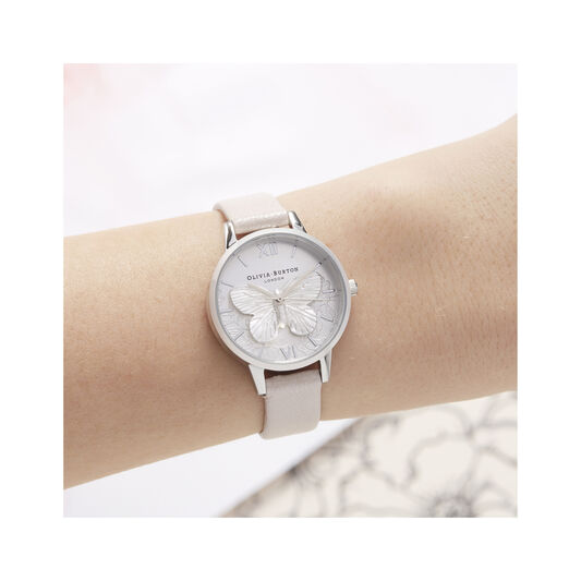 Lace Detail Pink & Silver Watch