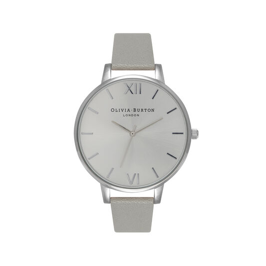 Ladies Big Dial Grey And Silver Watch Olivia Burton London