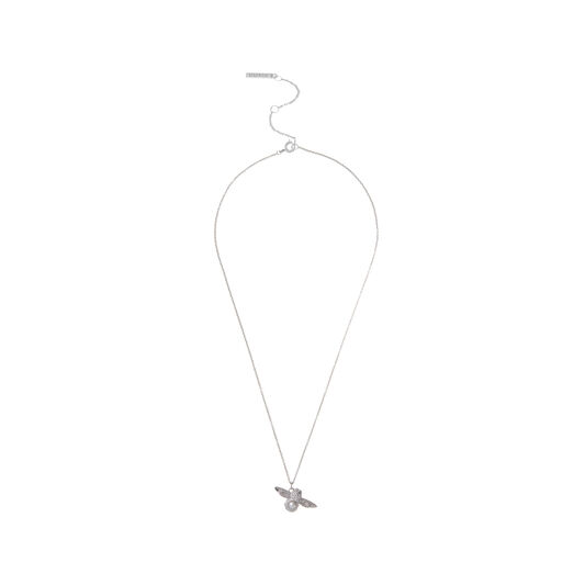 Pearl Bee Pendant Silver Necklace