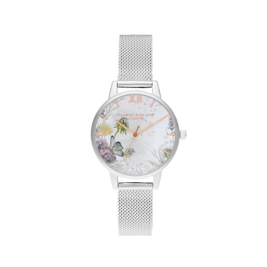 Wishing Watch Silver Sunray, Rose Gold & Silver Mesh