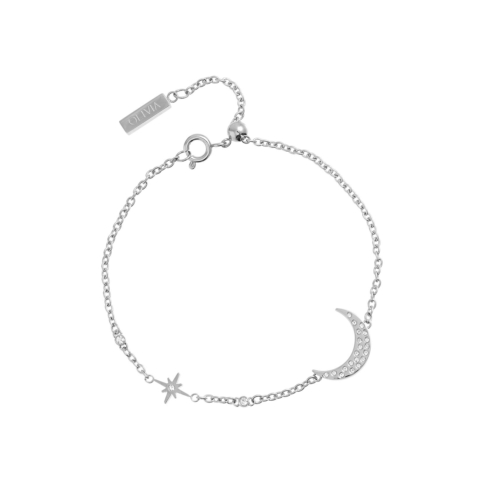 North Star & Moon Silver Bracelet