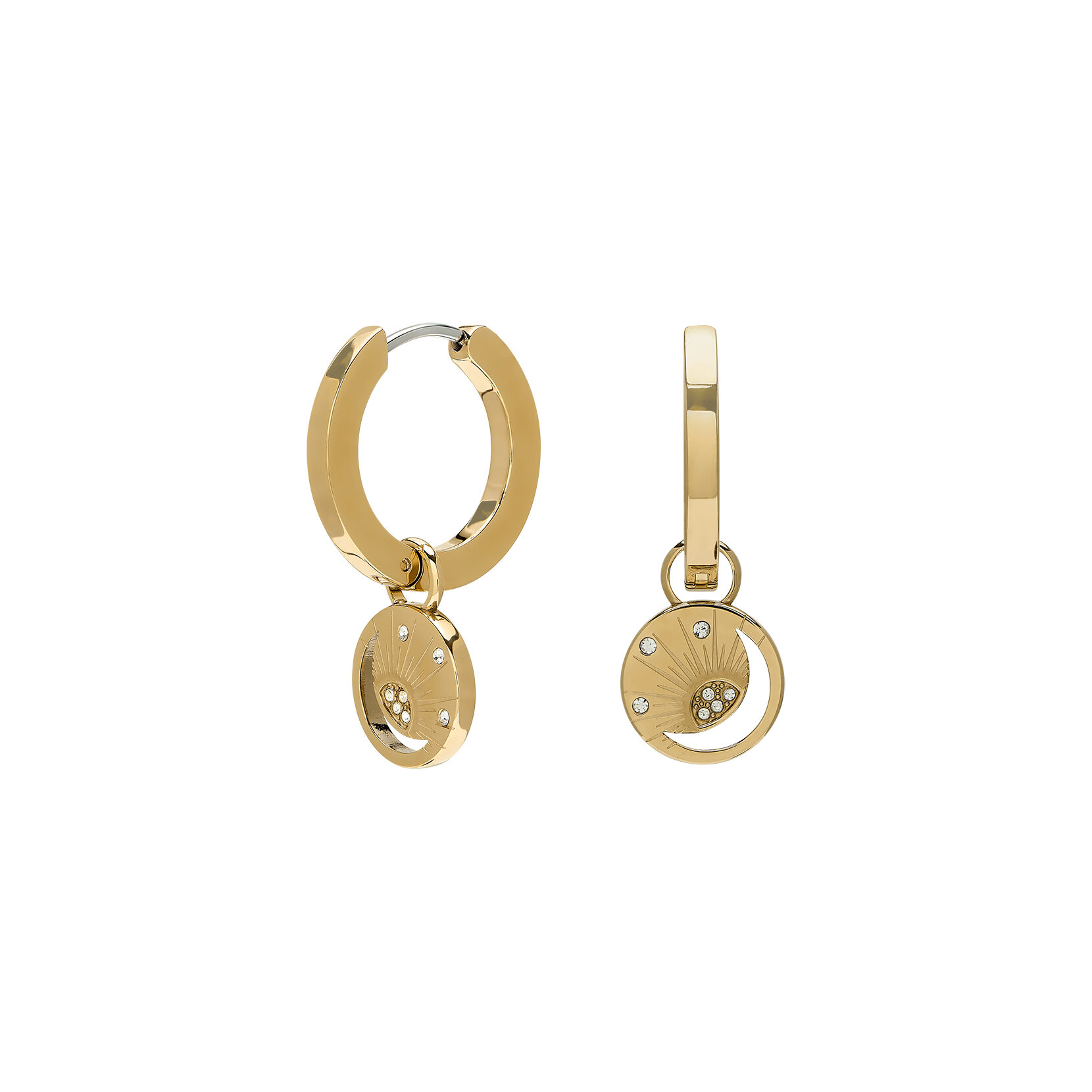 Boucles d'oreilles Créoles Soleil Céleste Plaqué Or
