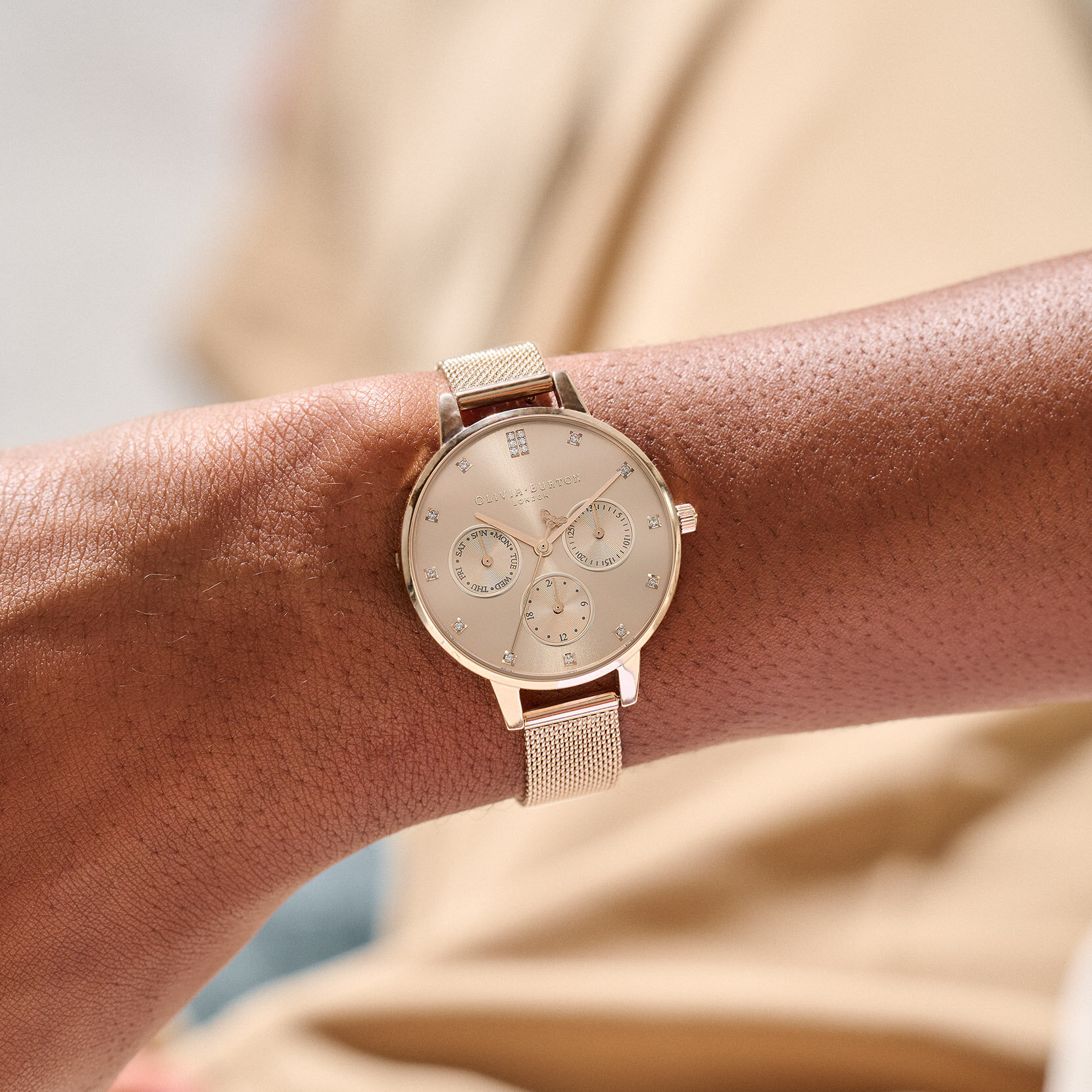 34mm Carnation Gold Mesh Watch