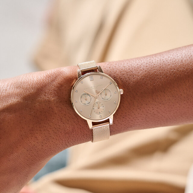 34mm Carnation Gold Mesh Watch