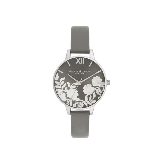 Lace Detail Grey & Silver Watch