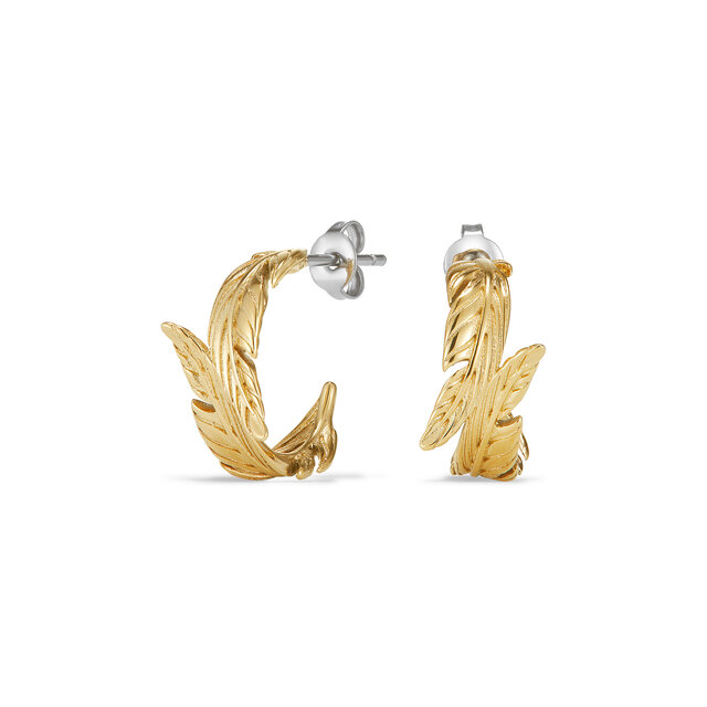 Feather Gold Plated Hoop Earrings