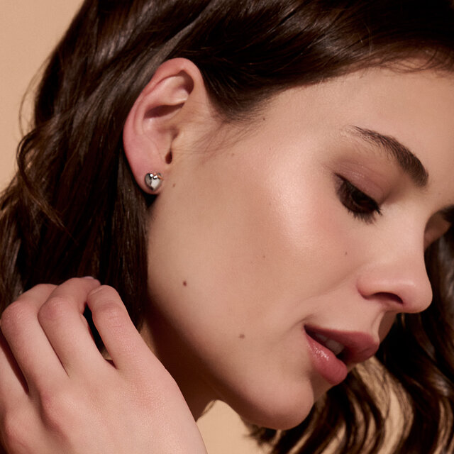 Clous d’oreilles Cœur et Nœud Argent