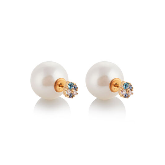 Under The Sea Pearl Back Gold Earrings