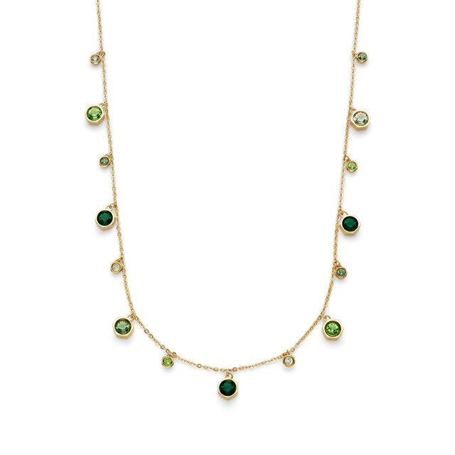 Mini Droplet Green Crystal Gold Plated Necklace