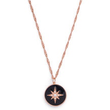 Pendentif North Star noir et or rose