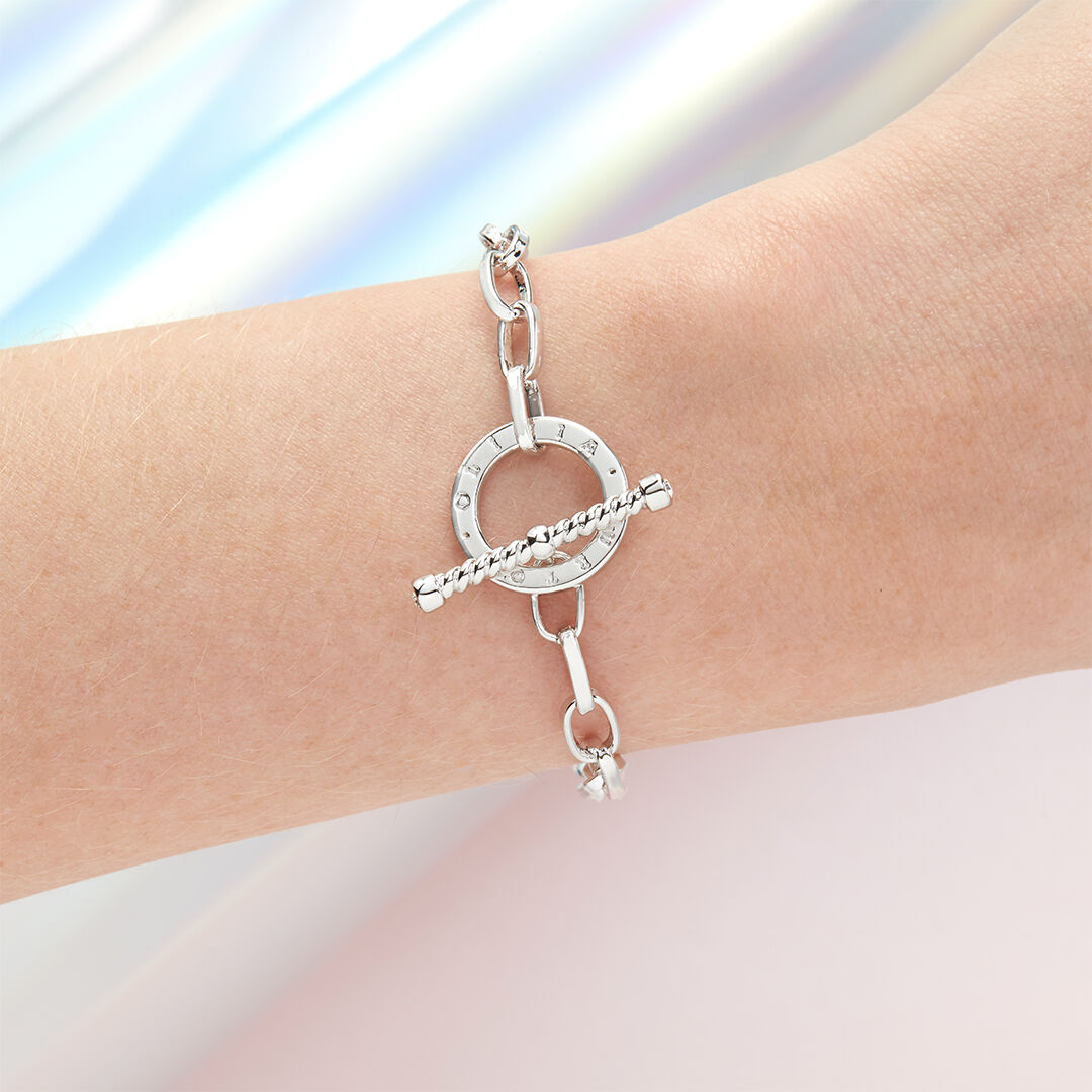 Bejewelled T-Bar Bracelet Silver 