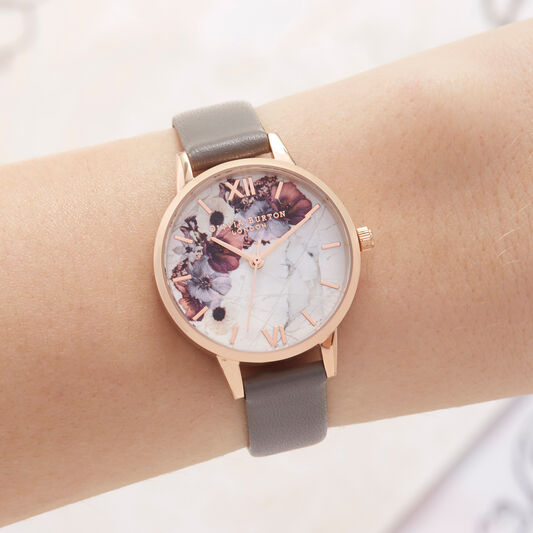 Marble Floral London Grey & Rose Gold