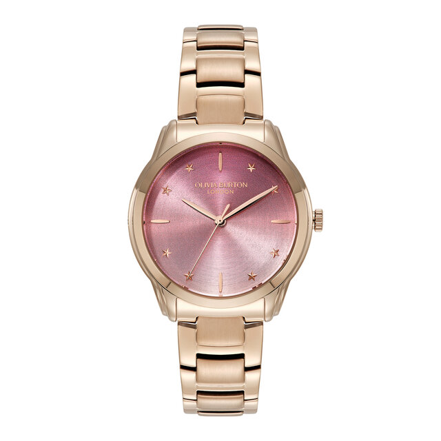 Montre-bracelet rose d&eacute;grad&eacute; et or rose 36 mm