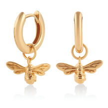 Gold Bee Huggie Hoops
