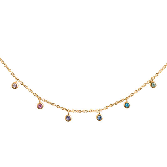 Rainbow Crystal Gold Choker Necklace