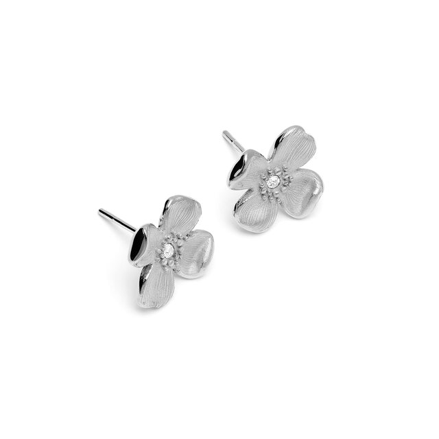 Clous d'oreilles Fleur de cornouiller Argent