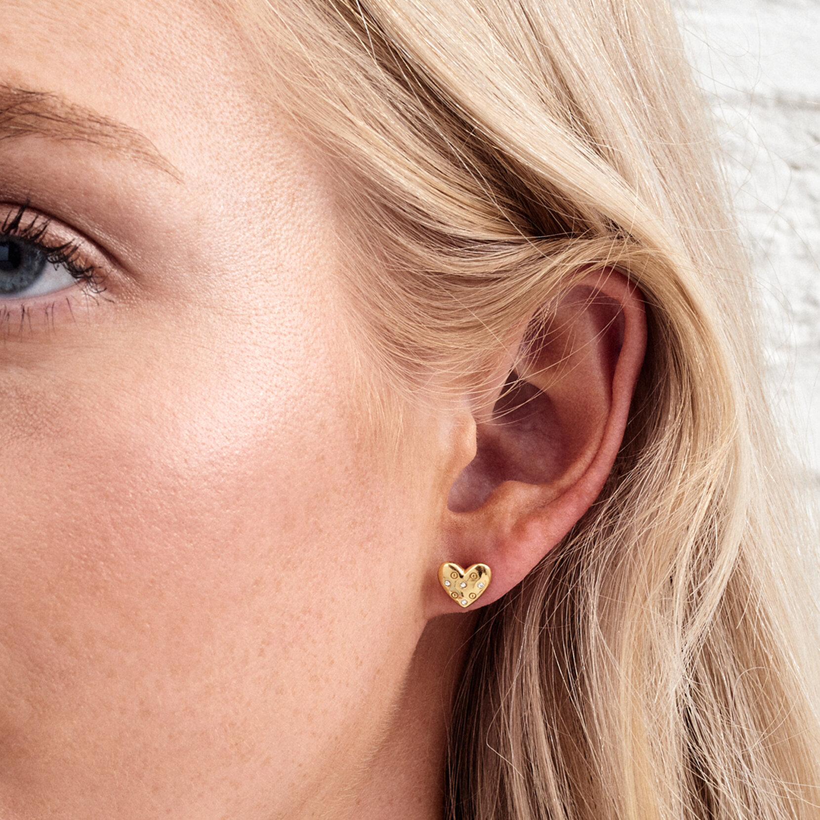Gold Heart Stud Earrings