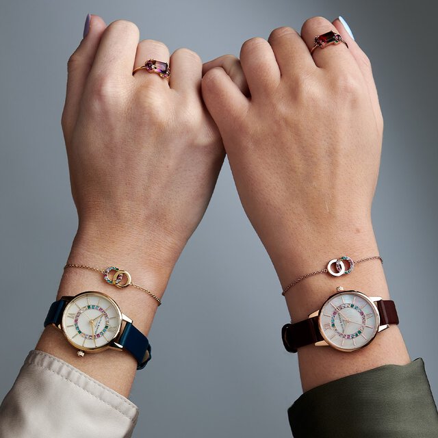30mm Rose Gold & Burgundy Leather Strap Watch
