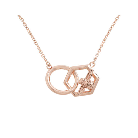 Honeycomb Bee Rose Gold Necklace