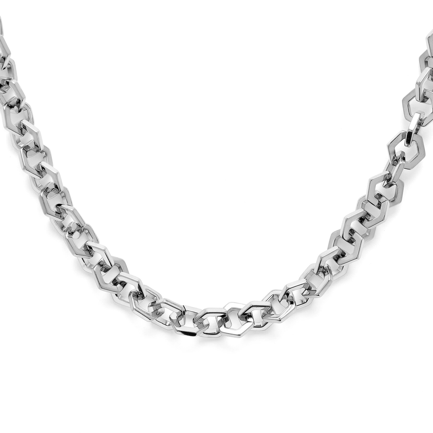 Honeycomb Silver Link Necklace