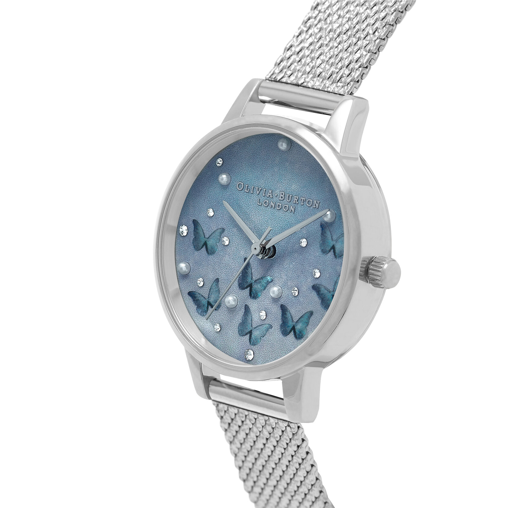 30mm Blue & Silver Mesh Watch
