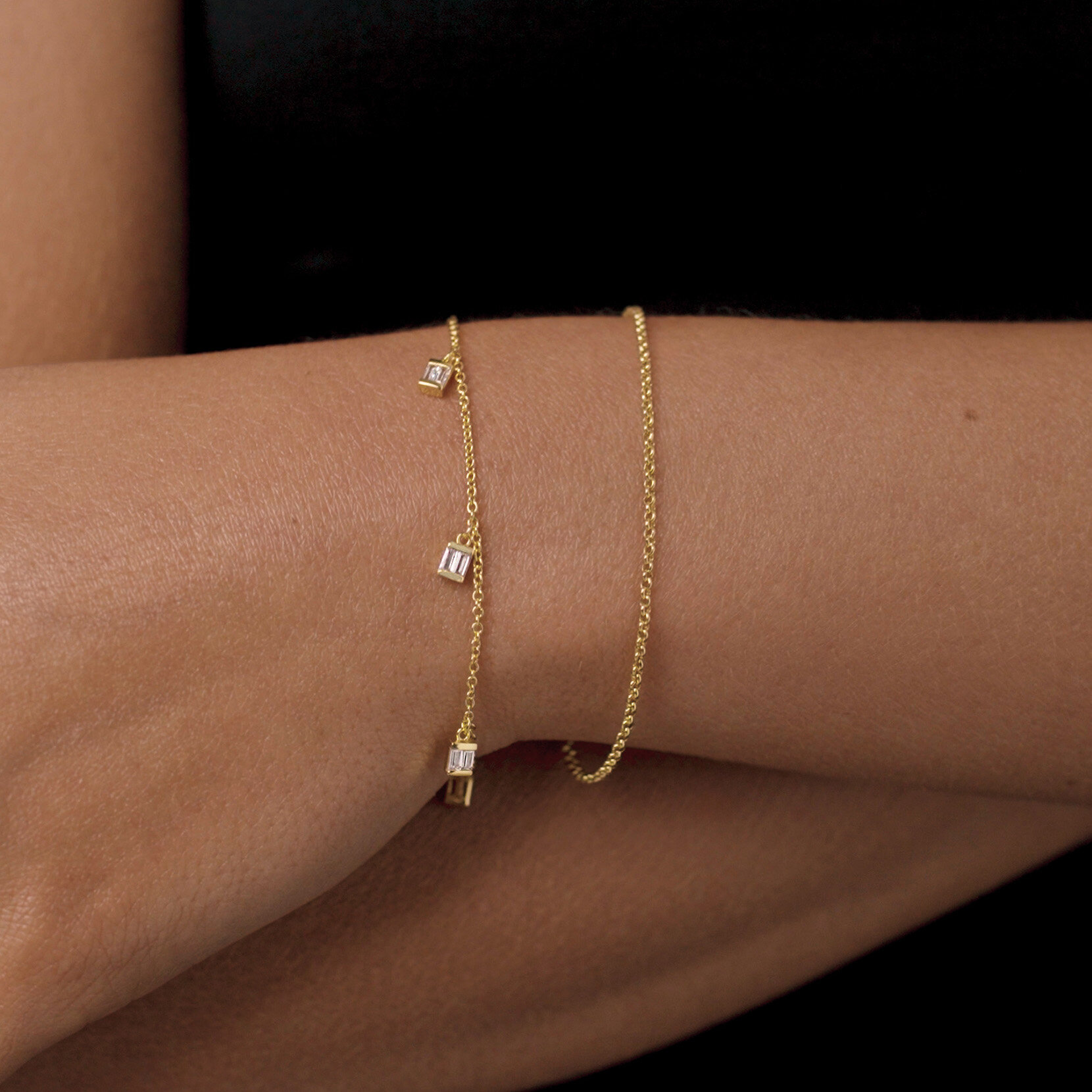 Multi Baguette Crystal Gold Plated Bracelet