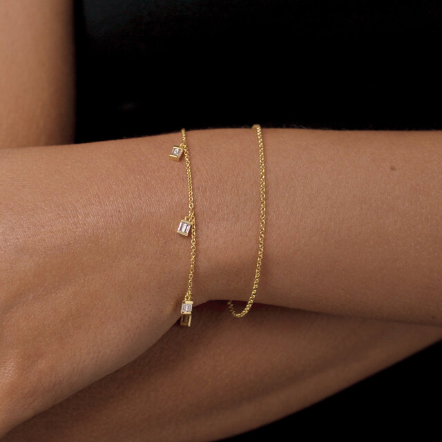 Multi Baguette Crystal Gold Plated Bracelet