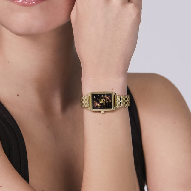 Montre Celestial Townhouse Noir & Bracelet Or 21mm