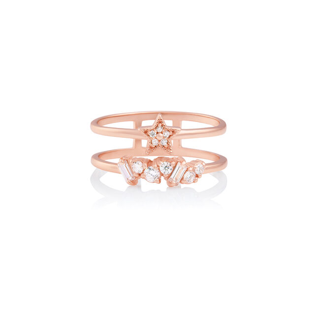 Celestial Double Band Ring Rose Gold S