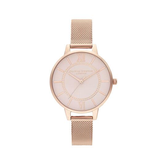 Wonderland Blush and Rose Gold Mesh Watch