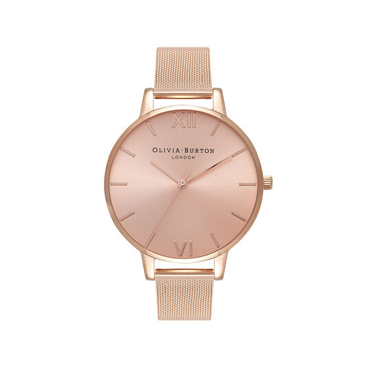 Rose Gold Sunray Mesh Watch