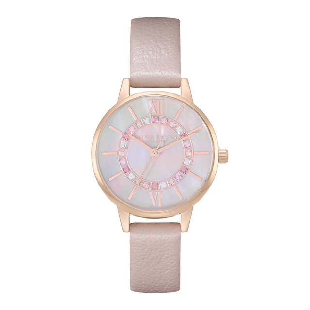Montre Sparkle Wonderland rose perlé et or rose