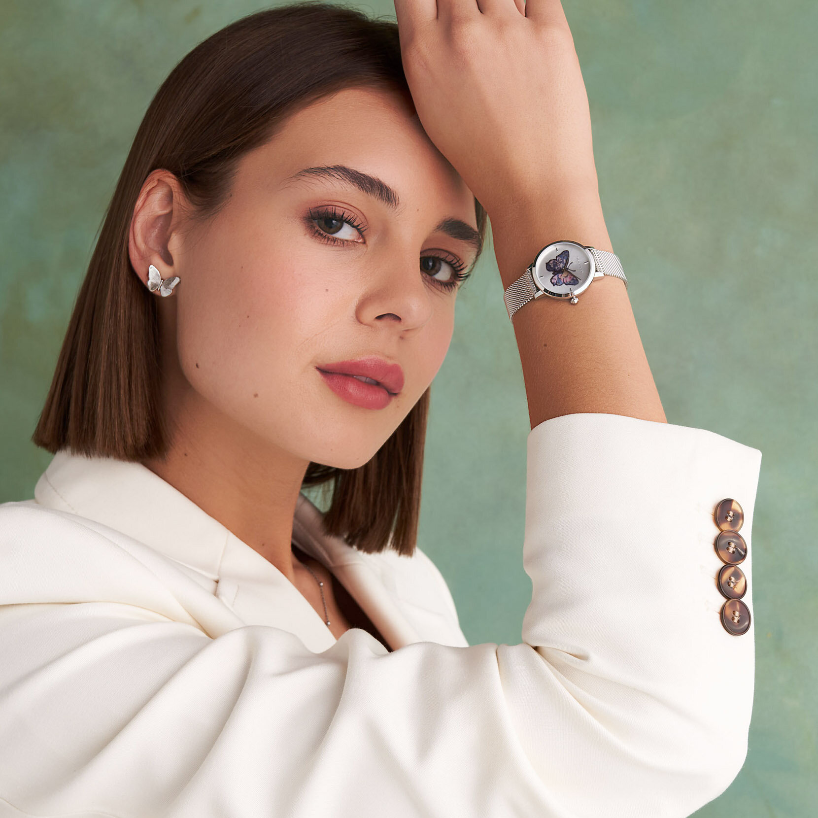 28mm Butterfly Ultra Slim Silver Mesh Watch