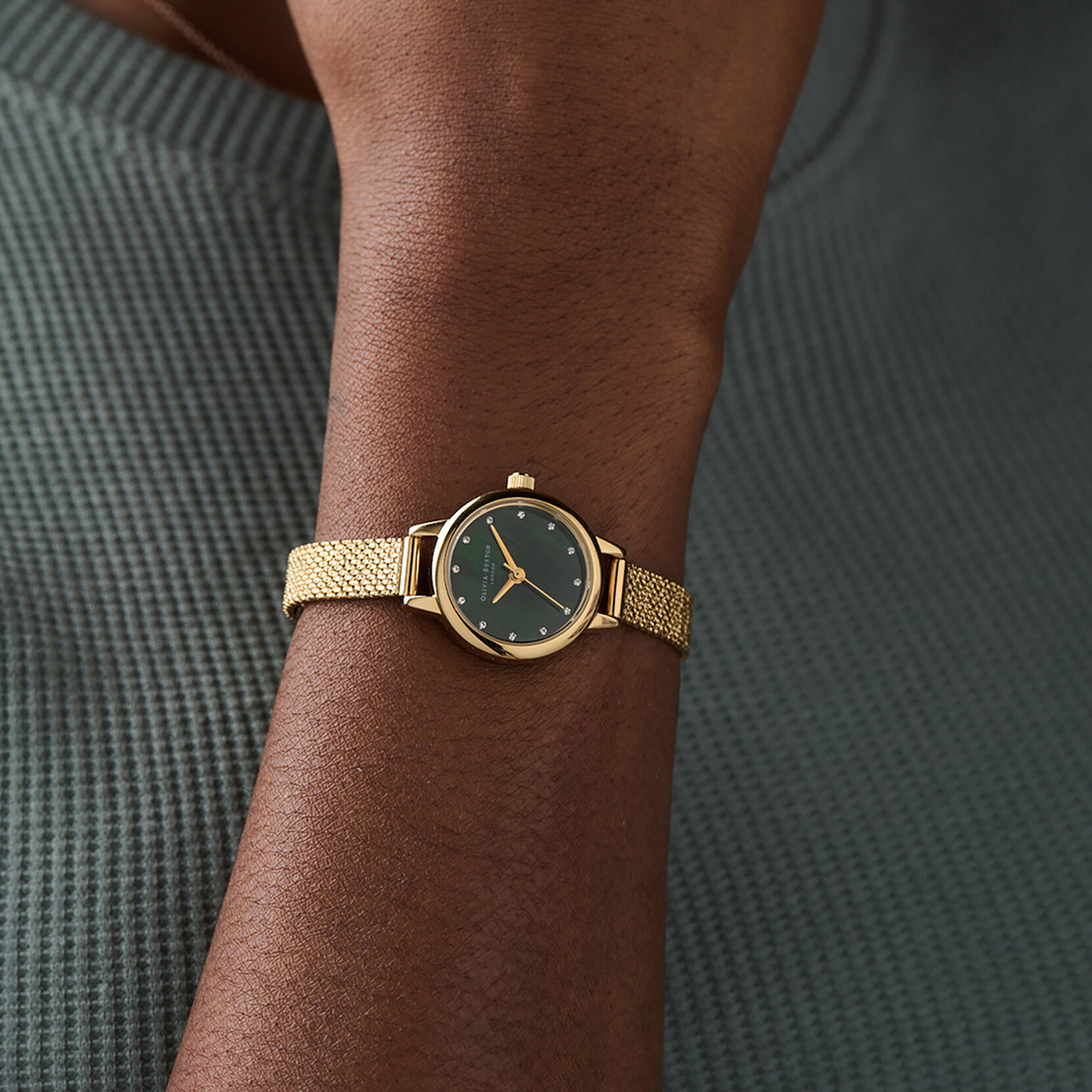 23mm Green & Gold Mesh Watch