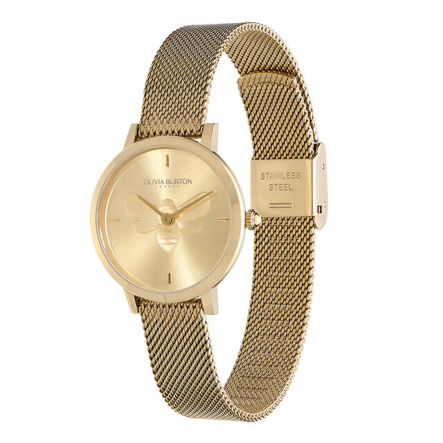 Montre Abeille ultra fine avec bracelet en maille milanaise Or 28 mm