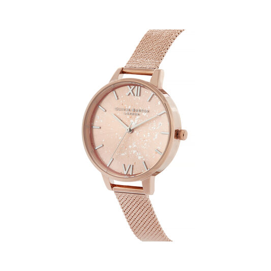 Celestial Rose Gold Boucle Mesh Watch
