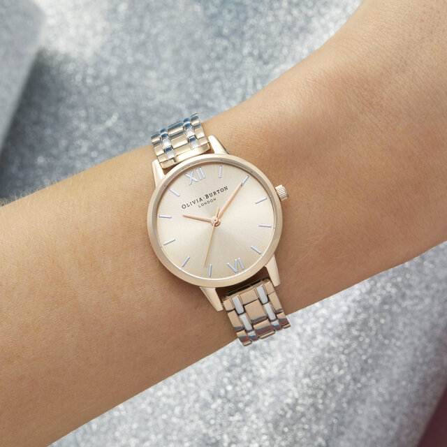 30mm Silver & Rose Gold Bracelet Watch