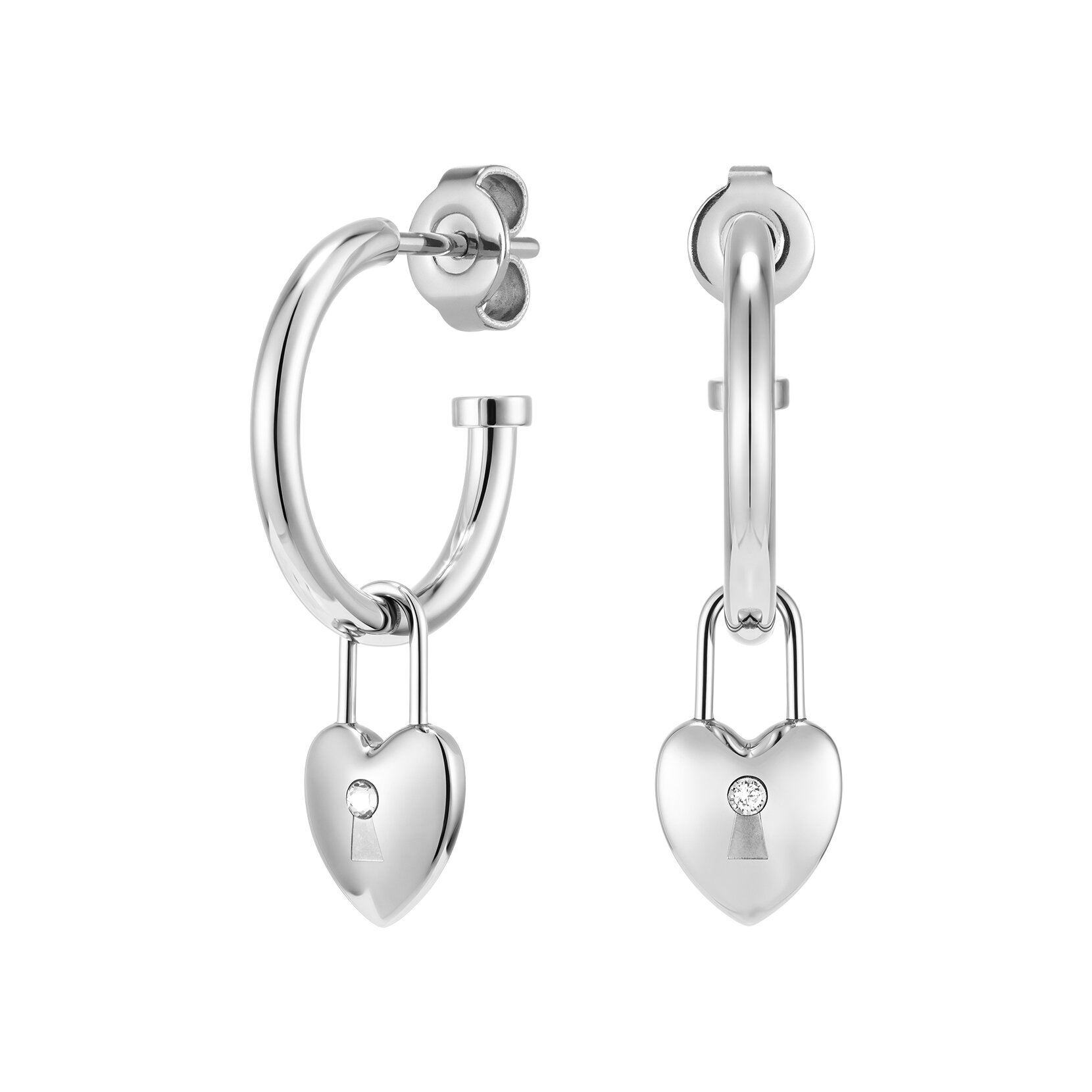 Créoles Locked Heart Argent