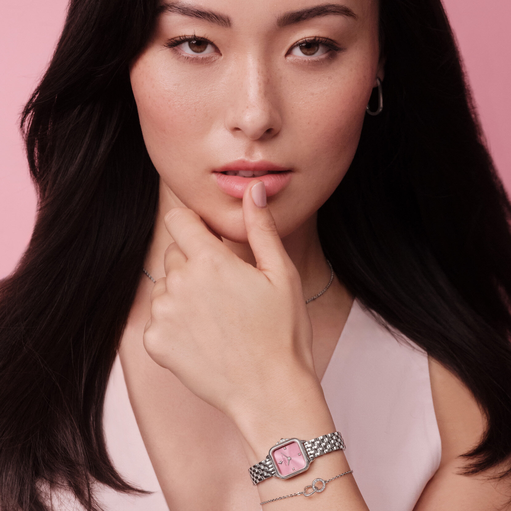 20mm Mini Grosvenor Pink Frost & Silver Bracelet Watch