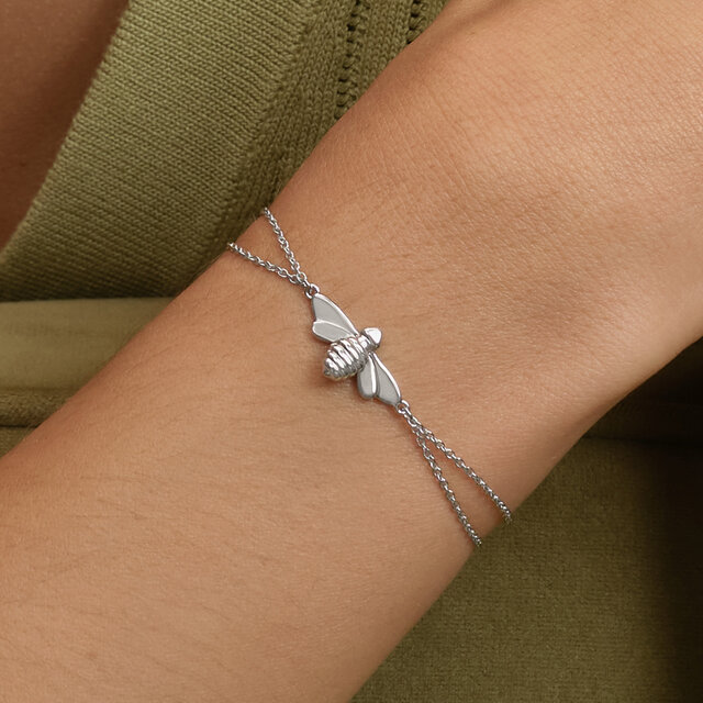 Honey Bee Silver Tone Bracelet