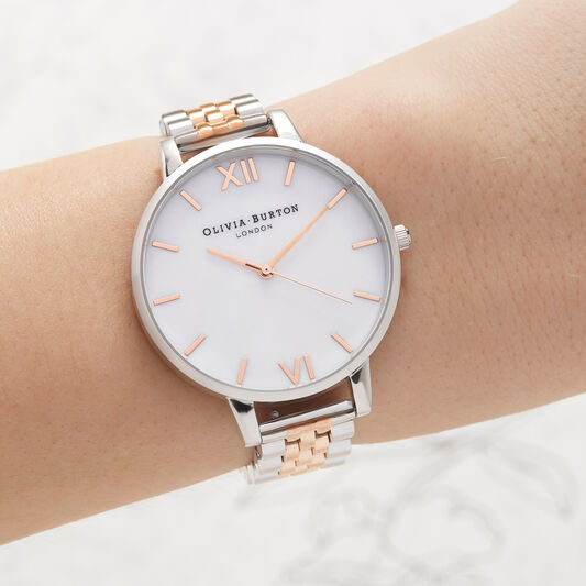 Ladies Mother Of Pearl White Bracelet Rose Gold Silver Olivia Burton London