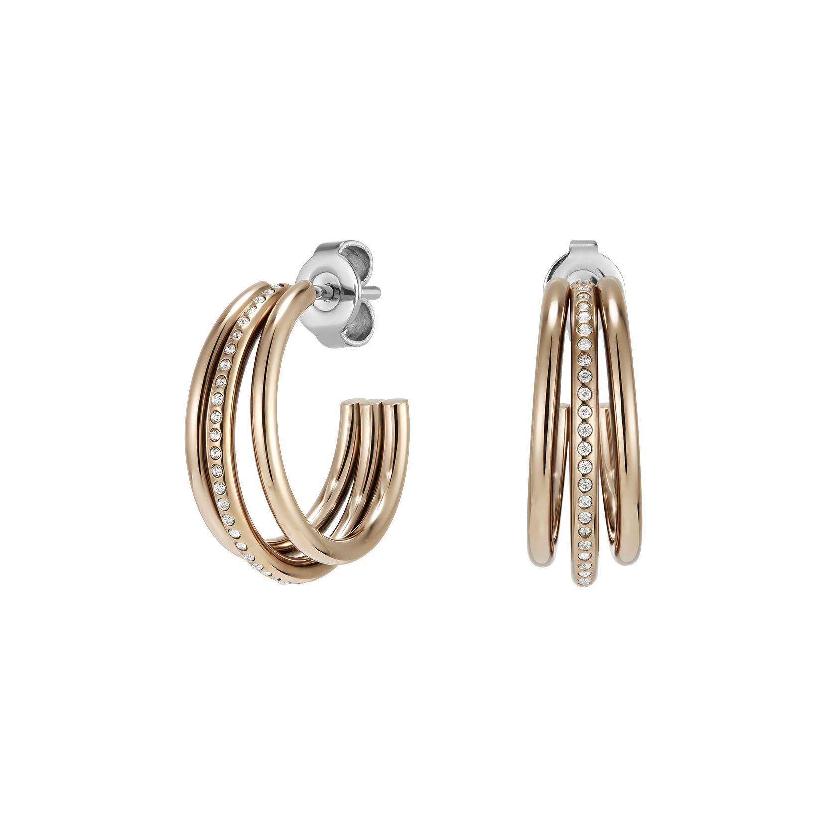 Rose gold plated hoop earrings on sale