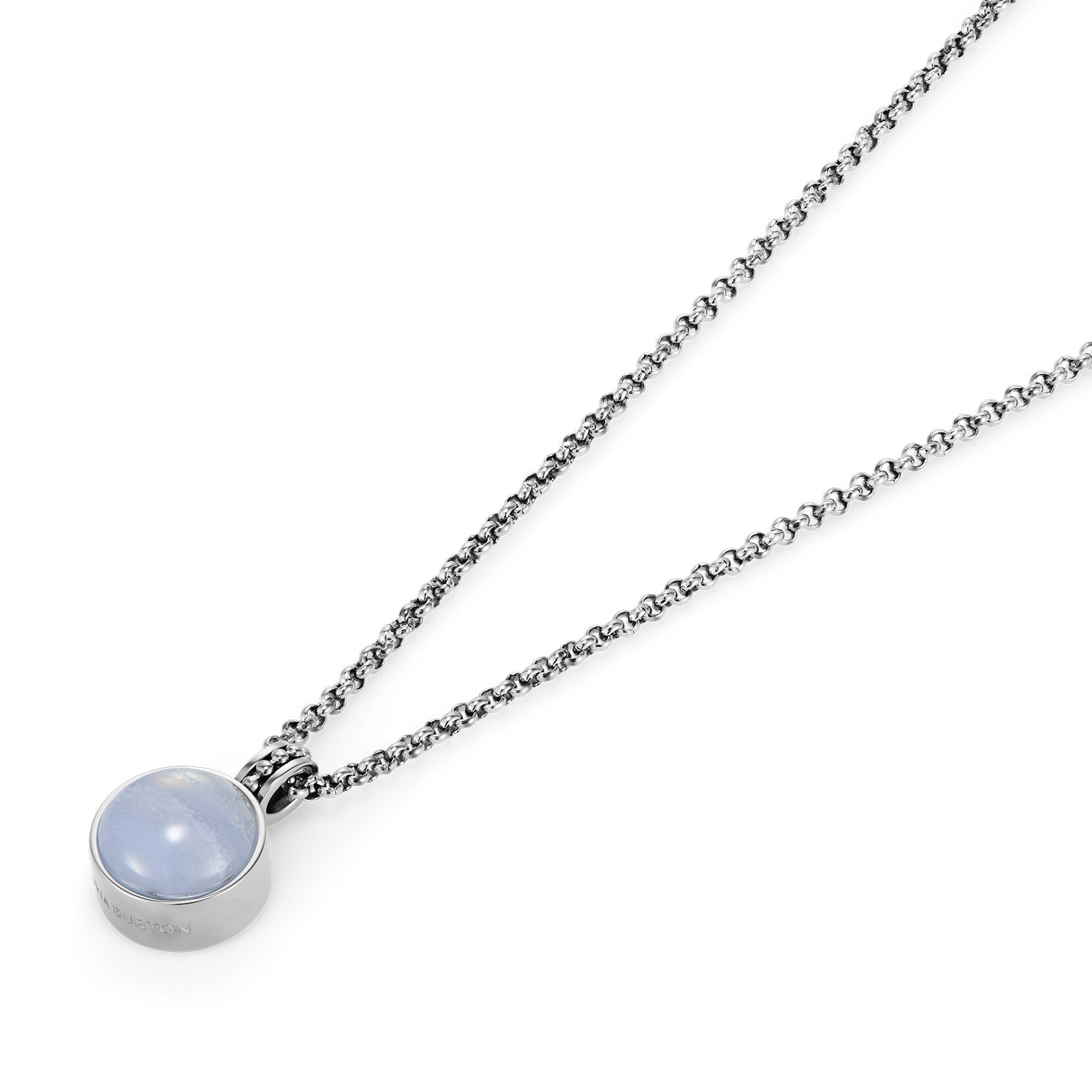Purple Agate Cabochon Silver Tone Gemstone Necklace