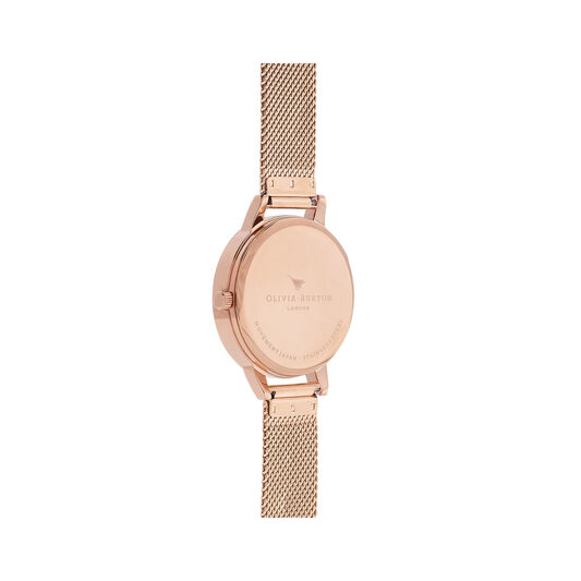 Abstract Florals Rose Gold Mesh Watch