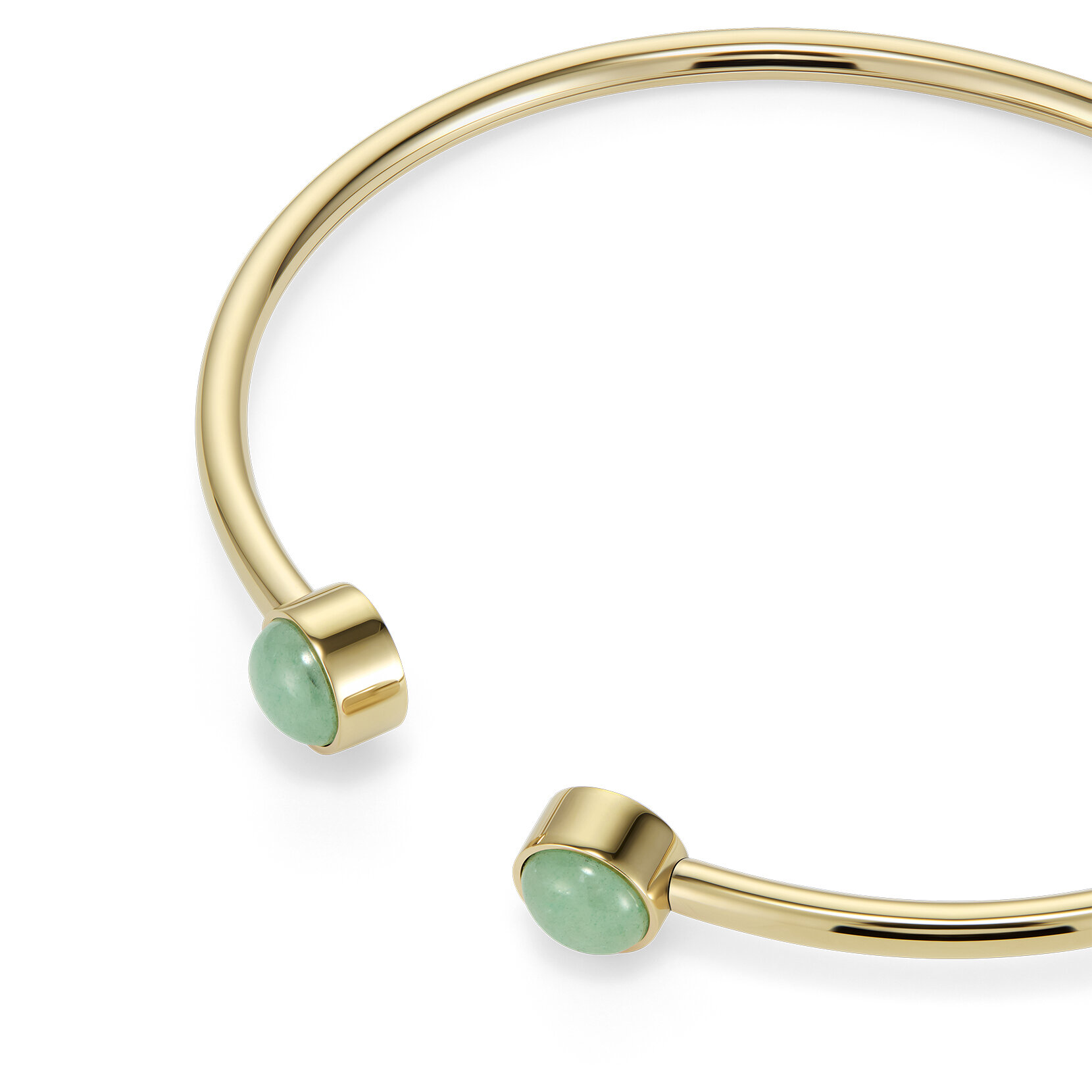 Bracelet Jonc Pierre Précieuse Aventurine Cabochon Plaqué Or